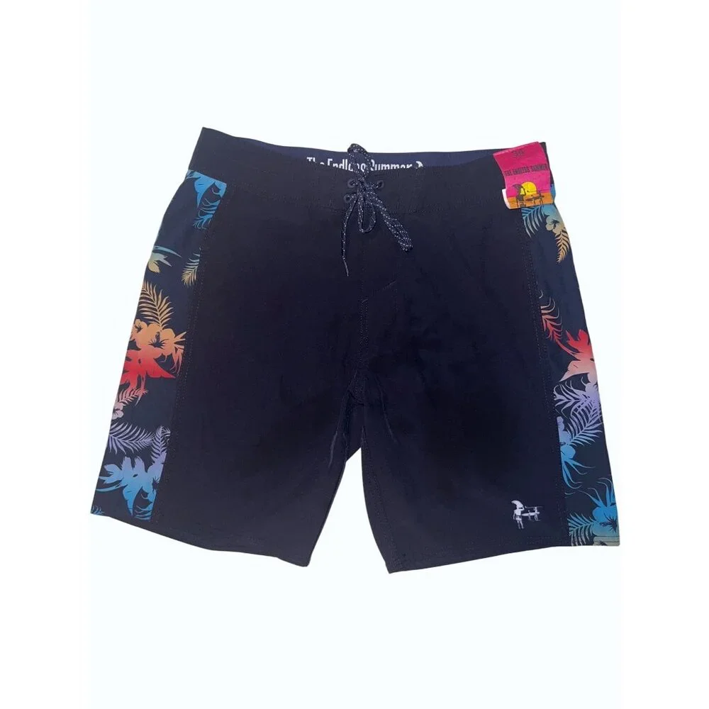 NWT‎ The Endless Summer Board Shorts 34 Blue Tropical Print 19” Swim Trunks